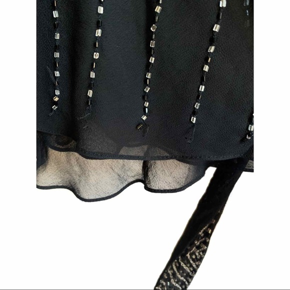 Adrianna Papell evening black beaded 100% silk top - Picture 4 of 5